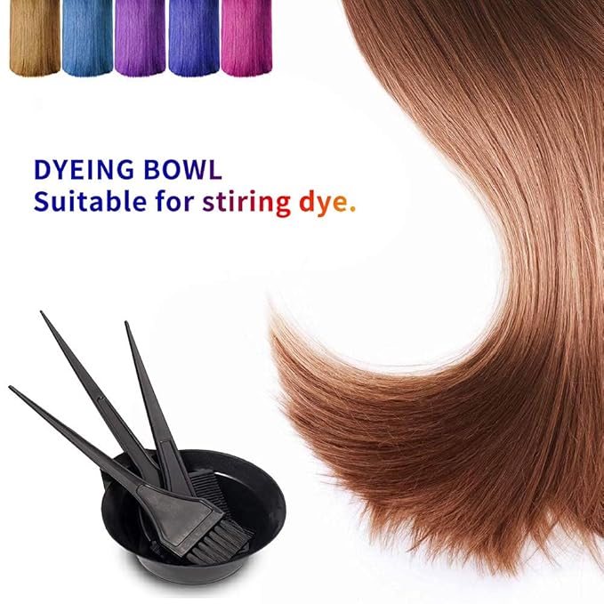 Mankolo | 6-Piece Hair Dye Brush Coloring Kit with Brush, Tinting Bowl, Coloring Cape, and Gloves for Hair Dyeing and Bleaching - Manohar International