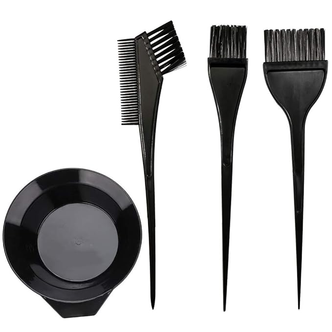 Mankolo | 6-Piece Hair Dye Brush Coloring Kit with Brush, Tinting Bowl, Coloring Cape, and Gloves for Hair Dyeing and Bleaching - Manohar International