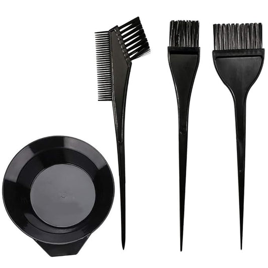 Mankolo | 6-Piece Hair Dye Brush Coloring Kit with Brush, Tinting Bowl, Coloring Cape, and Gloves for Hair Dyeing and Bleaching - Manohar International