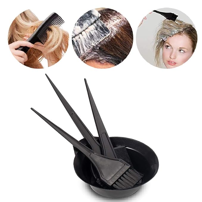 Mankolo | 6-Piece Hair Dye Brush Coloring Kit with Brush, Tinting Bowl, Coloring Cape, and Gloves for Hair Dyeing and Bleaching - Manohar International