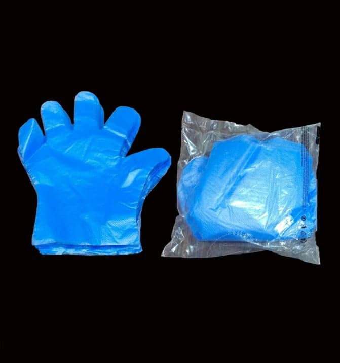 Blue Plastic Hand Glove (Pack of 100) | Mankolo - Manohar International