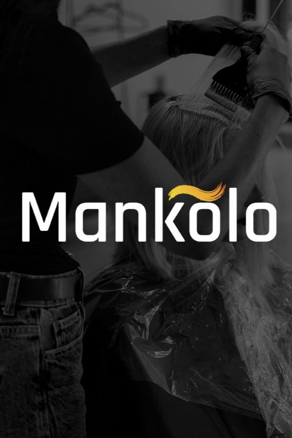 Mankolo hair dye product with a person applying it to a guitar, featuring the Mankolo logo.