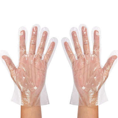 HDPE Disposable Plastic Gloves, Latex Free Powder Clear Polyethylene Hand Gloves (Pack of 100) - Manohar International