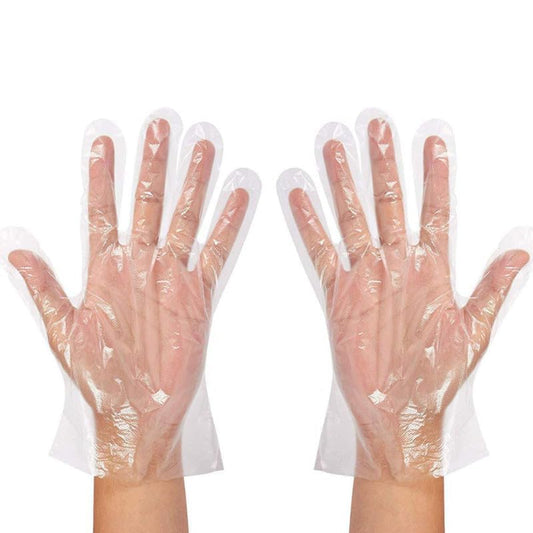 HDPE Disposable Plastic Gloves, Latex Free Powder Clear Polyethylene Hand Gloves (Pack of 100) - Manohar International